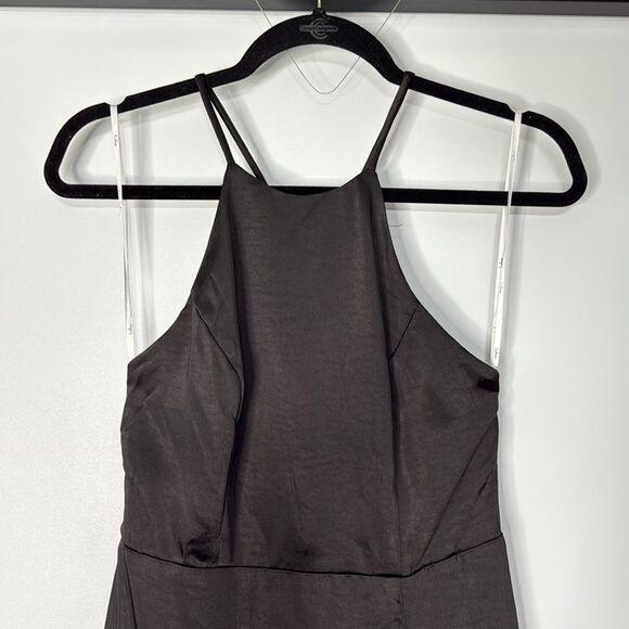 NWT Lulus Make it Elegant Black Satin Strappy Maxi Dress Size Small - Picture 6 of 13